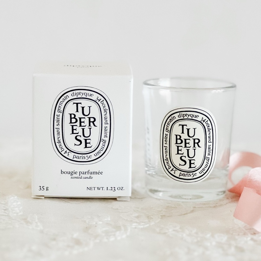 Diptyque Tubereuse EMPTY Glass Candle Jar No Candle Mini Shot Glass Size